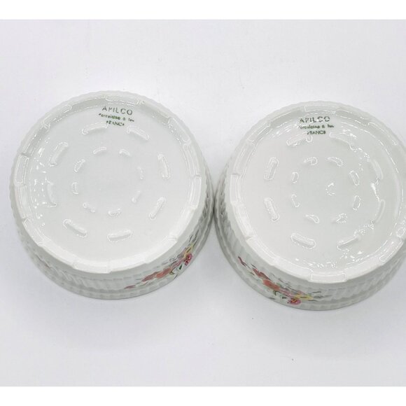 Apilco Porcelain France Quiche Baker Ribbed Floral Baking Dish Pottery Qty 2 - Picture 2 of 5